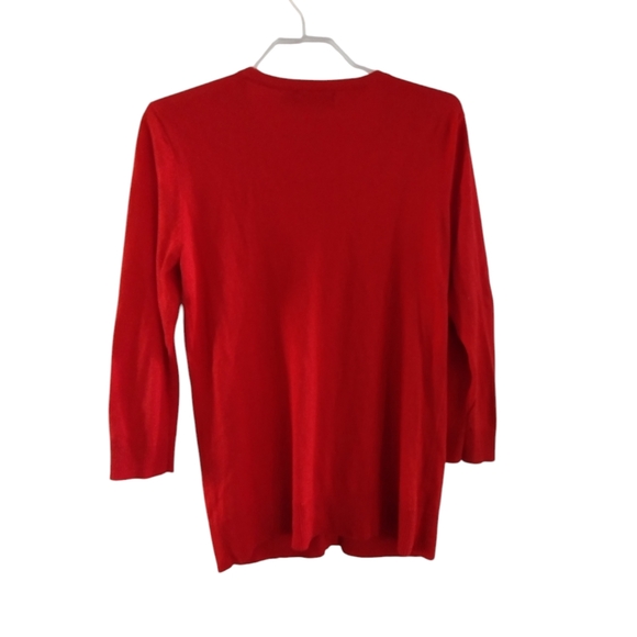 Festive 7th Avenue soft Red cardigan with 3/4 sleeves Size Small - Picture 2 of 4